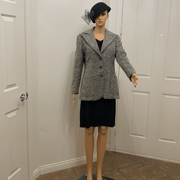 Prestige Boston Size 10 Union Made USA Black White Tweed Woman’s Jacket Pockets - Picture 2 of 13